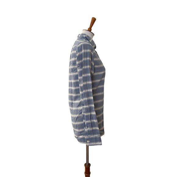 J Crew Womens Striped Popover Striped Top Long Sleeve Blue White XS - Picture 2 of 6